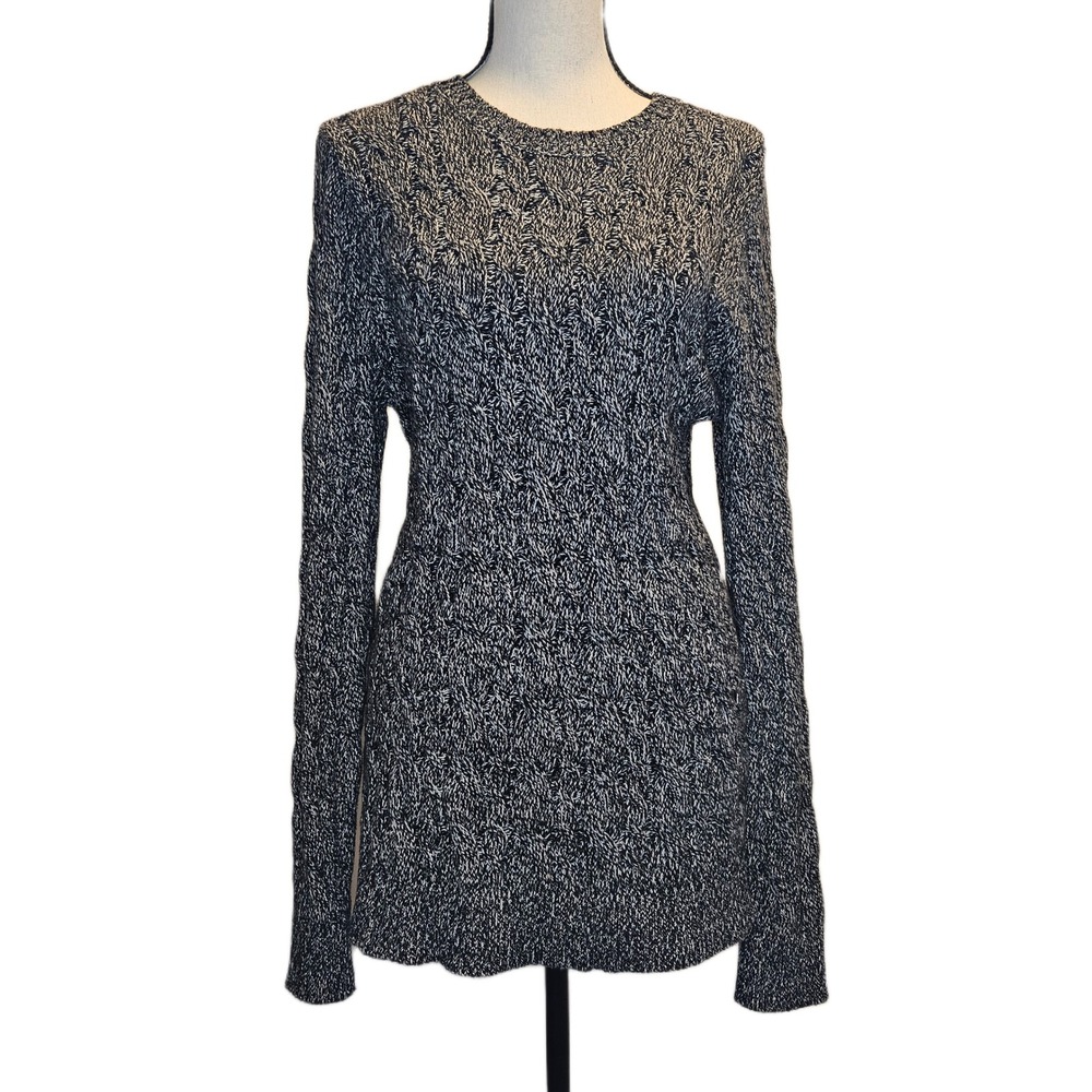 Lands End Drifter Medium‎ Tall (10-12) Gray Cable Knit Crew Neck LS Sweater